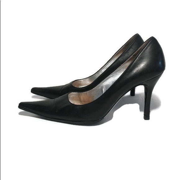 DOLCE & GABANNA 39.5 Black Leather Pump Heels - Picture 3 of 7